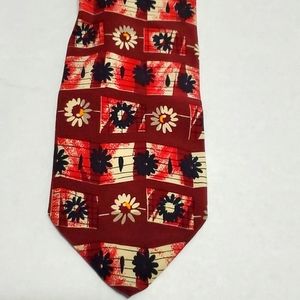 Hugo Boss Burgundy Floral Career Event Italian Silk Tie